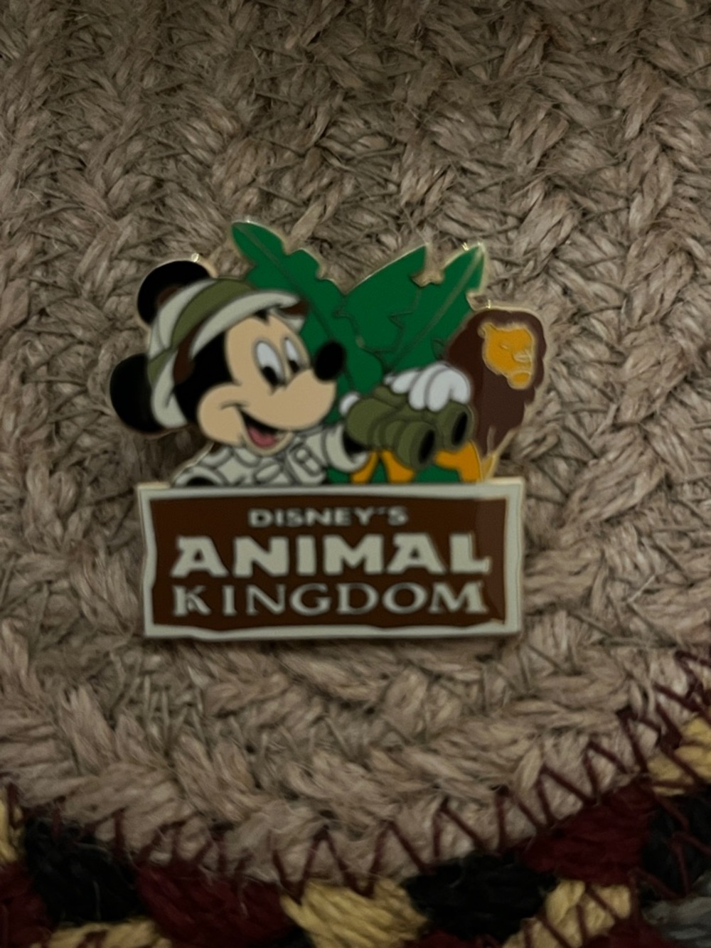 Vintage Disney Animal Kingdom Mickey Mouse Safari Enamel Pin - 2003